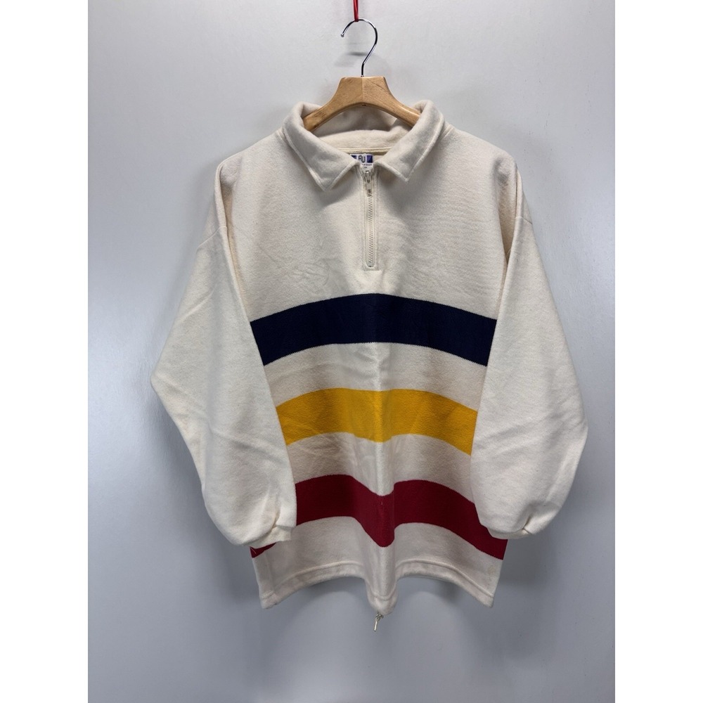 Vtg AU Sportswear Pullover Sweater Sz X-Large Unisex Striped 1/4 Zip Felted USA